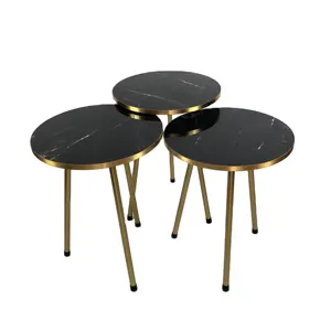 Set Of 3 Nesting END Tables - Round Stacking Coffee Side Tables For Small Spaces Nightstand Bedside Table For Living Room Bedr