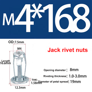 Inserts filetés métriques en acier inoxydable, acier au carbone galvanisé, à ailettes ouvertes, sur mesure - Product Image 4