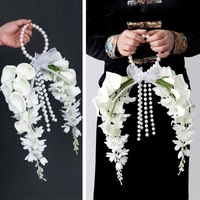 Bouquet de mariée en PU avec perles artificielles et lys Calla, fleurs à tenir à la main pour séances photo, arrangements floraux