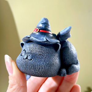 Adorable figurine de chat démoniaque en résine, thème Halloween, pour décoration de salon, cadeau de fête de déménagement, artisanat pour la maison - Product Image 3