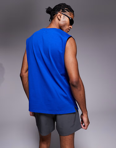 Camiseta sin Mangas Deportiva <span class=keywords><strong>de</strong></span> Verano, 100% Algodón, 300 Gramos, Corte Holgado, para Hombre, Color <span class=keywords><strong>Azul</strong></span> <span class=keywords><strong>Marino</strong></span> - Product Image 3