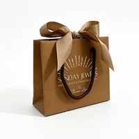 Sacs cadeaux en papier couché de luxe avec nœud en ruban, finition mate, logo personnalisé pour bijouterie, emballage de bijoux
