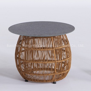 Juego de Comedor de Ratán Resistente al Desgaste, Mesa Auxiliar Redonda de Mimbre Natural para Sala de Estar - Product Image 5
