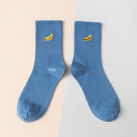 Chaussettes en coton pour femmes, style coréen, mignonnes, avec logo d'avocat et de pêche brodé, chaussettes mi-hautes