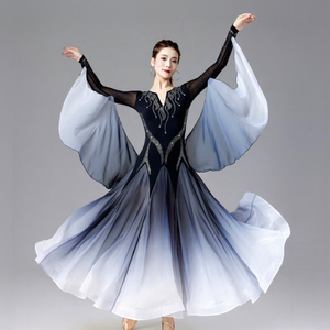 FLHY0804 Jupe de <span class=keywords><strong>danse</strong></span> moderne pour femme, Robe de <span class=keywords><strong>danse</strong></span> standard nationale pour la valse, Robe de compétition de tango, Jupe de <span class=keywords><strong>danse</strong></span> sociale pour la <span class=keywords><strong>danse</strong></span> carrée - Product Image 1