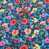 Nouveau design, tissu en coton doux pour la peau, imprimé floral grand format, style aquarelle pour jouets et poupées