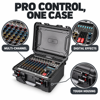 Console de mixage portable 8 canaux avec amplificateur intégré, effets numériques et étui de transport pour la musique live et les événements religieux