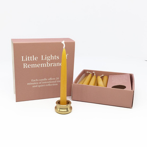 P26 – Nouveaux ensembles de 12 mini bougies coniques en cire d'abeille personnalisables avec support en laiton pour la prière, la réflexion et la relaxation – Idéal pour les cadeaux - Product Image 6