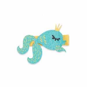 Vente en gros de pinces à cheveux et épingles à cheveux en feutre scintillant, motifs licorne, sirène et hibou, pour fêtes d'enfants - Product Image 4