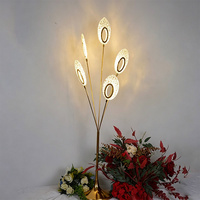 Lampe sur pied LED à 5 têtes en forme d'anneau doré, éclairage d'ambiance pour allée de mariage, événements, banquets et décoration de scène