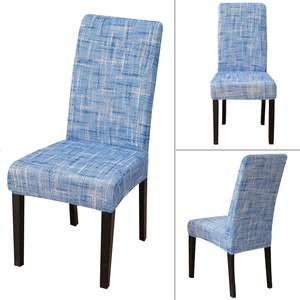 Juego de fundas modernas para sillas Parsons de rayas azules de 4 piezas, poliéster duradero lavable extraíble de alta elasticidad para el comedor del hogar - Product Image 3