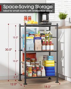 3-tier storage <b>rack</b> sturdy and durable metal garage storage <b>shelf</b> with adjustable leveling feet saving space - Product Image 2