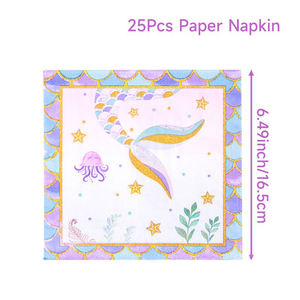 <span class=keywords><strong>Petite</strong></span> sirène décorations de fête d'anniversaire vaisselle jetable bébé douche 1er anniversaire fille sirène fête assiettes en papier - Product Image 4