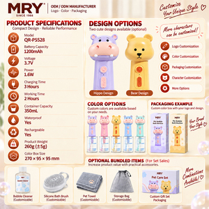 Máquina de Espuma para Baño de Mascotas MRY, Espumador de Champú Automático de 350 ml, Generador de Espuma Eléctrico Recargable para el Cuidado y Limpieza de Perros y Gatos - Product Image 6