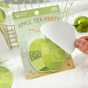Papelería Estética Kawaii, Bloc de Notas Adhesivas Creativas con Forma Especial, Adhesivo N Times, Diseño de Dibujos Animados, Tema de Té y Manzanas - Product Image 4