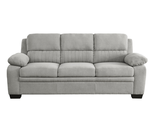 Ensemble de canapé convertible de 80 pouces, gris, revêtement en polyester, rembourrage en mousse souple, structure en bois massif, design moderne pour appartement - Product Image 2