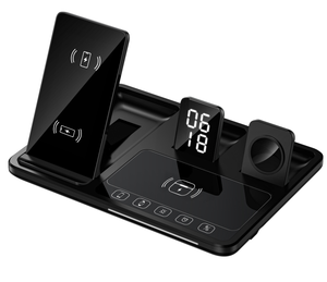 <span class=keywords><strong>4</strong></span>-in-1 kỹ thuật số đa chức năng đồng hồ báo thức đứng với bộ sạc không dây và đèn cho điện thoại di động sử dụng điện thoại - Product Image 1