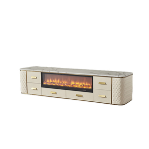 New Design Tv Display Cabinet Wood Led Stoves Modern Marble Top Tv Stand with Electric Fireplaces