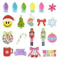 Patch brodé DIY transfrontalier pour vêtements, motif Noël (arbre, flocon de neige), à coller