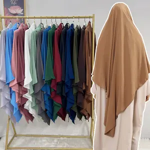 Jazz Crepe Khimar High Quality Muslim EID Ramadan Islamic Tie Back Overhead Prayer Scarf Long Hijab Jilbab Ironless Crepe Khimar