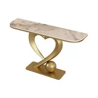 Table console de luxe moderne en marbre pour porche, idéale pour les salons de villas et d'appartements, avec base sur piédestal durable et garantie de 5 ans