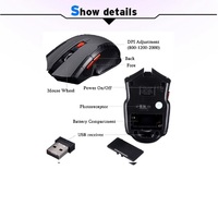 Ratón inalámbrico recargable con USB de 1600DPI, ratón óptico silencioso ergonómico de 6 botones para ordenador portátil, escritorio y oficina