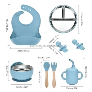 Juego de Alimentación para Bebés de 4 Piezas con Plato de Succión, Productos para Bebés, Acero Inoxidable y Silicona de Grado Alimenticio, Juego de Vajilla y Cubiertos - Product Image 3