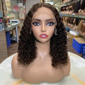Perruque Bob Courte Bouclée en Cheveux Humains avec Dentelle Frontale 13x4 de 14 Pouces, Couleur 4, Cheveux Birmans - Product Image 3