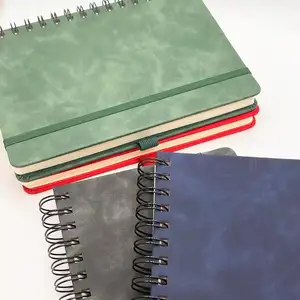 Meetings Notebook Discoloured Leather Folding Cover With Phone Stand Spiral Notebooks Note Book For Students Business Journal