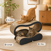 Lit de repos en papier écologique pour chats d'intérieur, grand format, durable, design réversible, avec logo personnalisé, pour chat noir, 2 en 1, griffoir inclus