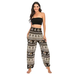 wholesale ladies plus size yoga elephant long sport rayon bohemian boho hippie trousers casual jogger harem pants for women