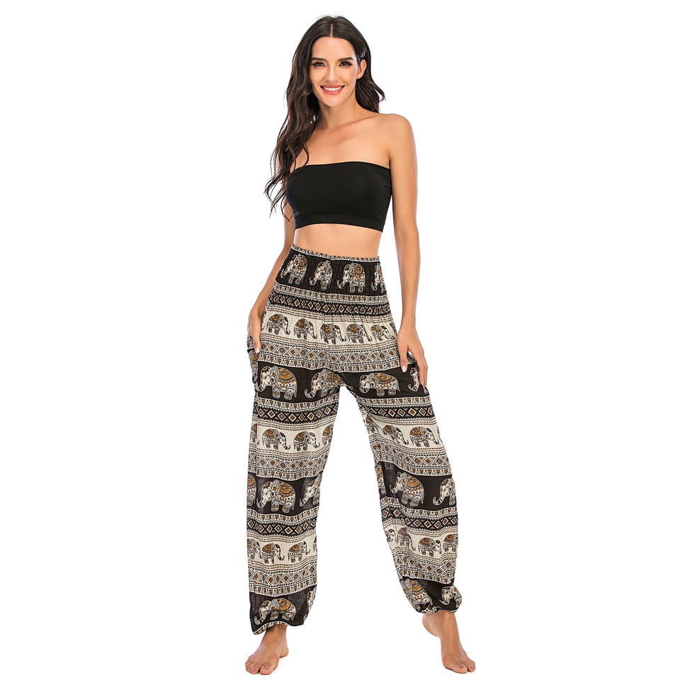 Wholesale Ladies Plus Size Yoga Elephant Long Sport Rayon Bohemian Boho Hippie Trousers Casual Jogger Harem Pants for Women
