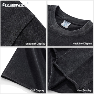 Camiseta Oversize para Hombre Kuenzi Plus Size, 260GSM, Lavado Ácido, Estilo Vintage, Streetwear, 100% Algodón, Lavado Mineral, Hombros Caídos - Product Image 3