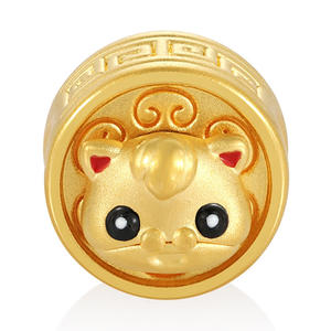 24K oro puro artesanía oro duro forma de caballo pulsera redonda giratoria con cuentas accesorios de joyería de oro de gama alta - Product Image 1