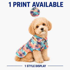 Conjunto de Camisa Hawaiana y Vestido Floral para Perro, Estilo Tropical para Fiestas de Primavera/Verano, Ropa Transpirable de Poliéster para Cachorros Pequeños y Medianos - Product Image 1