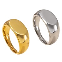 Minimalistischer Edelstahl-Siegelring für Herren mit Blanko-Ovalfläche, Gold-Silber Polierter Ring, Individuelle Gravur, Schmuck Großhandel