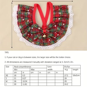 Bavoir de Noël pour chat en dentelle florale avec col à nœud papillon, serviette anti-vomissement pour animaux de compagnie, accessoires pour chatons pour les fêtes de Noël, cadeau mignon pour animaux de compagnie pour les fêtes - Product Image 2