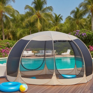 Tente de camping et de pique-nique hexagonale en maille Oxford camouflage, ouverture rapide, automatique, imperméable, 305 cm, monocouche, pour l'été en extérieur - Product Image 6