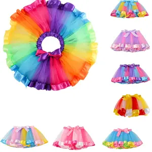 Новейшая детская юбка, дизайнерские картинки, красочная Тюлевая юбка для малышей, юбки-пачки для младенцев, оптовая продажа