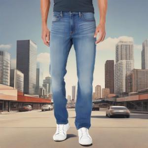 กางเกงยีนส์บางสไตล์วินเทจขาดๆสำหรับผู้ชายกางเกงยีนส์สีน้ำเงิน - Product Image 1