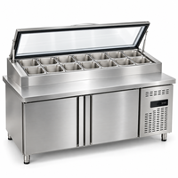 Réfrigérateur commercial en acier inoxydable 201 pour entrepôt frigorifique, comptoir de préparation, table de préparation de pizzas pour snack-bar