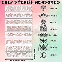 8 Stück Blumen rand Schablonen Mandala Schablonen zum Malen auf Holz Leinwand Papier Stoff Kuchen Wand