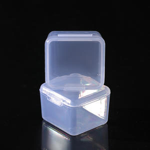 Caja de almacenamiento de plástico transparente cuadrada, 3,5x3,5x2,5 cm, estuche para joyería con tapa para tapones para los oídos, contenedor organizador pequeño, Material PP - Product Image 1