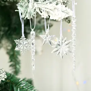 クリスタルクリアクリスタルスノーフレークつららクリスタルクリスマスツリー飾り装飾の名誉