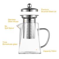 Théière à café arabe 1L personnalisable verre borosilicaté écologique verres marocains durables 1000ml personnalisés