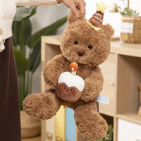 Chapeau d'anniversaire, gâteau, ours en peluche, coussin en peluche, animal en peluche doux, jouet à câliner adorable, cadeau d'anniversaire surprise pour elle, pour sa petite amie