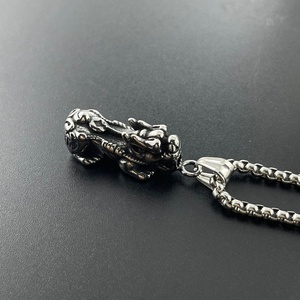 Personalized Retro Pixiu Pendant Trendy Men's and Women's Necklace with Stainless Steel <b>Chain</b> Fortune Seeking Treasure Jewelry - Product Image 3