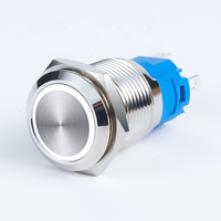 Bouton-poussoir LED métallique 3-6V 12-24V 12/16/19/22mm, bouton d'alimentation étanche, bouton circulaire plat, lumière LED, interrupteur autobloquant