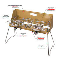 Réchaud à gaz double portable pliable pour camping en extérieur, cuisinière à cartouche pour voiture, barbecue de voyage
