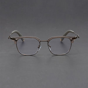 Monturas de anteojos de Metal óptico para hombre Premium Anti azul gris claro ceja aleación de plata Monturas Gafas - Product Image 5